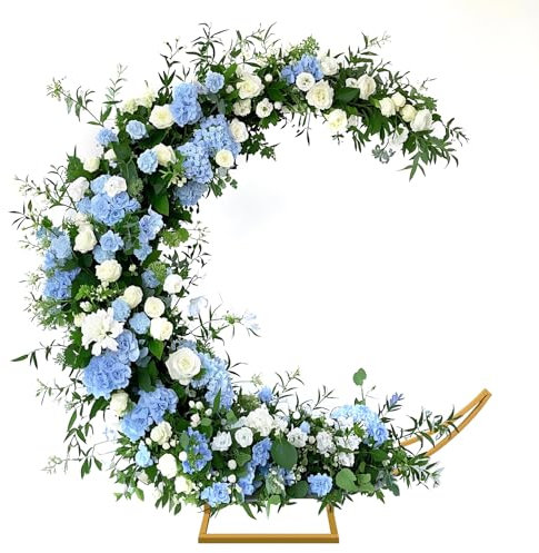 Fiita Soporte Curvo para Arco de Globos de 6.6 pies Luna para Ceremonia, Fiesta de cumpleaños, Novia, Baby Shower, Marco de Globo de Flores Medio Curvado con Base Rectangular