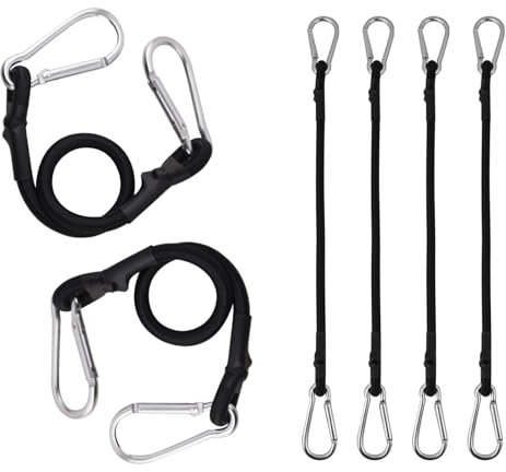 FOGAWA 6 Stück 30cm Spanngummi mit Karabiner, Expander mit Karabinerhaken, Schwarz Latex Gummispanner, 8mm Spanngurte Stark für Outdoor Camping, Garten, Planen, Fahrradträger, Auto, Motorrad