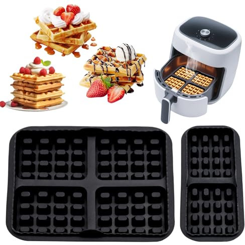 Griwuut Air Fryer Silicone Waffle Moulds, Air Fryer Accessories, Pack of 2 Silicone Waffle Insert for Philips Dual Basket Airfryer NA350 Tefal EY9018