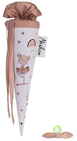 coopz Schultüte klein 50 cm mit Haarschleife Ballerina Schultüte Einschulung Handmade Zuckertüte, Farbe:Bordeaux