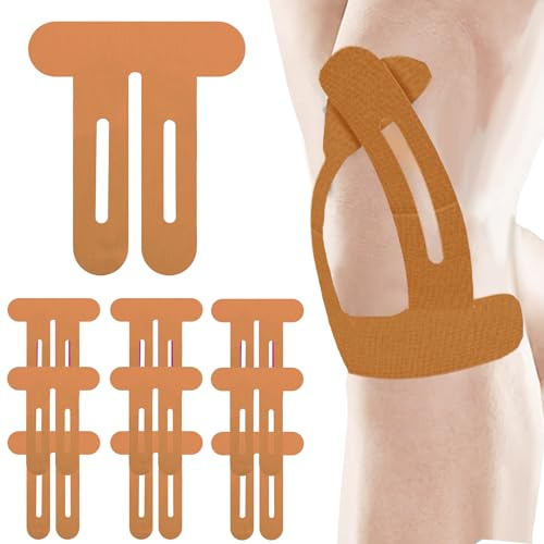 AUNGCSHE 10 Stück knie tape vorgeschnitten, Wasserdichtes Gummiband knie tape, kinesiotapes vorgeschnitten Geeignet für hochintensive Sportarten wie Fußball, Basketball, Schwimmen usw(Hautfarbe)