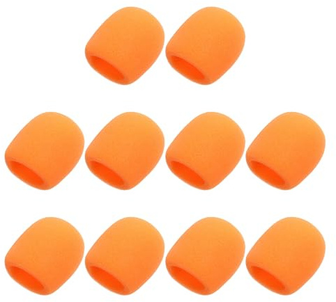 sourcing map 10pcs Microphone Foam Covers, 40mm (1.57) ID 10mm (0.39) Thickness Microphone Windscreen Foam Cover for Most Handheld Microphones, Orange