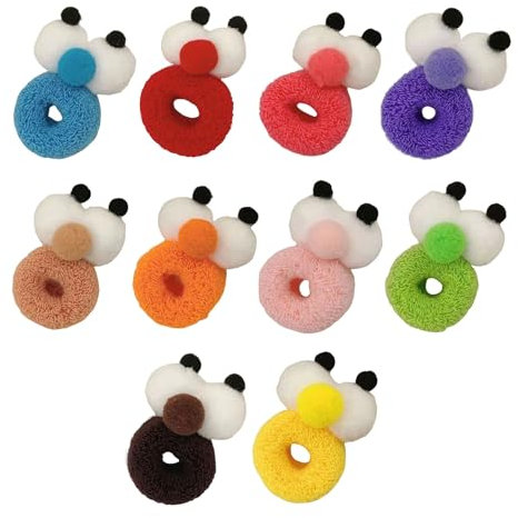 Hoch elastische Haarseile 5/10 Stcs Cartoon Form in Süßigkeitenfarben Nicht-schädliche Accessoires für alle Frisuren Spaß Big Eyes Design vielseitig 10 pcs