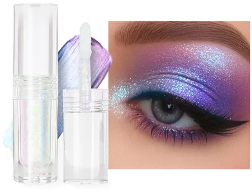 Jutqut Flüssiger Chamäleon Lidschatten, Lila Metallic EyeShadow, #03 | Wasserfest Formel, Multichrome Lidschatten, Sparkling Langlebiger, Wischfest, Metallische Glitter Looks