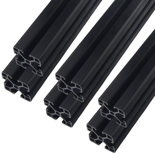 TIOMIOSEA 6 Stück Aluprofil 4040 T Typ Schwarz 400mm Aluminiumprofil Extrusions Europäischer Standard Eloxierte Linearschiene 40x40 Alu Profil für 3D-Drucker, CNC und DIY Projekte