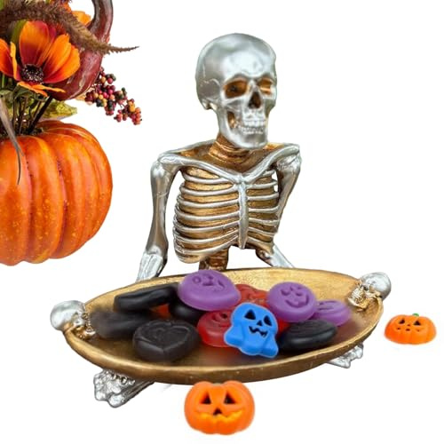 Nuyhgtr Halloween Schalen | Totenkopf Süßigkeiten Halter | Gruselige Resin-Schale Vintage Deko Für Schmuck Obst Kekse Snack Servieren Home Bar Party