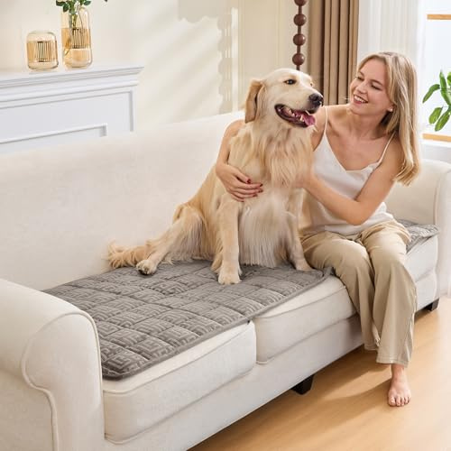 SYLC Couch Auflage Dicke Quilting Samt, Sofaschoner rutschfest Sofadecke Sofa Überzug 1 2 3 4 Sitzer Bank Bezug Für Ecksofa Wohnzimmer Wohnwagenpolster (Taupe,70×150cm / 1 Piece)
