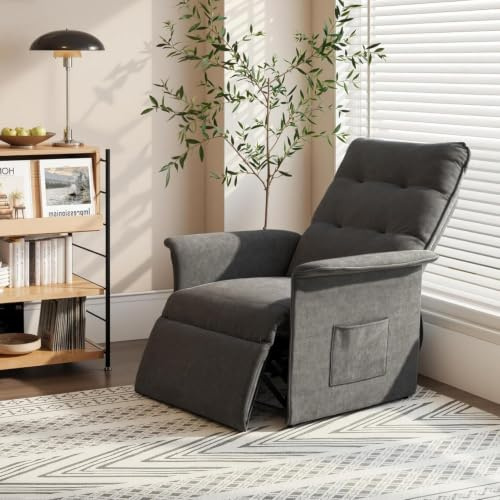 FLEXISPOT Single Sofa Chair with 2-Position Adjustable Backrest and Pillow for Living Room and Bedroom, Grey
