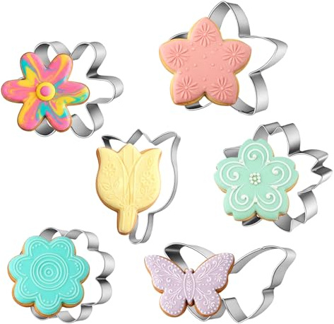 6 Stück Blumen Ausstechformen Edelstahl Ausstecher Schmetterling | Keksausstecher Ostern Ausstecher DIY-Backwerkzeuge für Gebäck Fondant Kuche DonutKekse