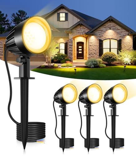 CLV Gartenstrahler Mit Erdspieß 9W Warmweiß Gartenbeleuchtung LED 680LM | Gartenleuchte IP66 Wasserdicht Gartenlampe Beleuchtung 230V für Garten Hof Rasen Bäume Pflanzen Terrasse Gartenweg Party