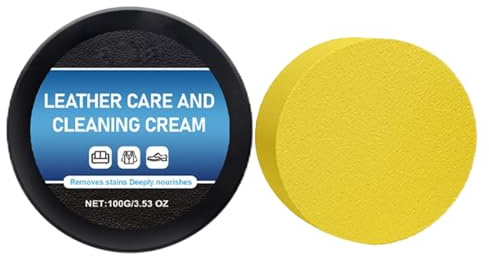 Leather Restorer Cream, 100g Deep Cleaning Car Leather Cleaner with Sponge, Scratch Repair Paste for Automotive, Truck, RV, SUV, Furniture, Seat, Couch, Shoes, Interior Leathers Care, Scratch Removal