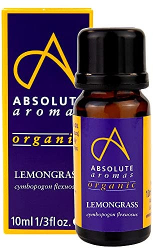 Absolute Aromas Organic Lemongrass Essential Oil 10ml - 100% Pure, Natural, Undiluted, Vegan and Cruelty-Free - for use in a Diffuser and Aromatherapy