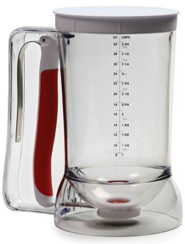 Norpro 1013 - Dispenser per pastella trasparente, rosso, 4 tazze