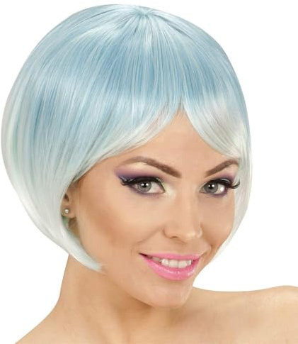 Widmann 04442 - Perücke Melange Fashion, blau-türkis, Karneval, Mottoparty