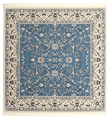 RugVista, Nain Florentine, Teppich, Mittelflor, 300 x 300 cm, Quadratisch, Oeko-Tex Standard 100, Polyester, Flur, Schlafzimmer, Küche, Wohnzimmer, Hellblau, Mehrfarbig