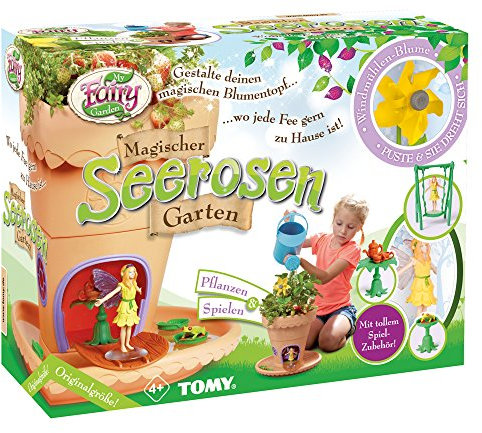 TOMY My Fairy Garden Spielzeugset - Magischer Seerosen-Garten für Kinder ab 4 Jahre – Blumentopf selber bepflanzen & mit Feen-Figur spielen, 1x Set Seerosen Garten inkl. Grassamen