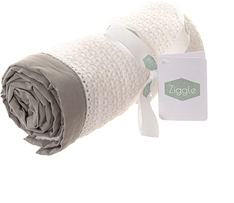Ziggle Cellular Baby Blanket for Newborns | Soft Cotton Blanket for Boys & Girls | Newborn Essential & Gift | Fits Baby Cot, Pram or Stroller | Grey Trimmed Design | 100x75cm