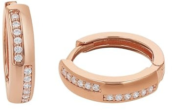 Amor Creolen 925 Sterling Silber Damen Ohrschmuck, mit Zirkonia synth., 1,5 cm, Roséfarben, Kommt in Schmuck Geschenk Box, 2022065