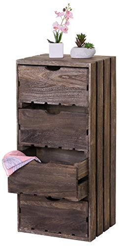 Mendler Kommode HWC-C62, Schubladenkommode Holzkiste, Shabby-Look Vintage, 4 Schubladen 70x32x26cm - braun