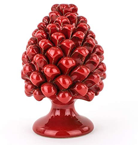 Pigna in ceramica di Caltagirone - Rosso - H 25cm - Interamente fatto a mano - 100% Made in Italy