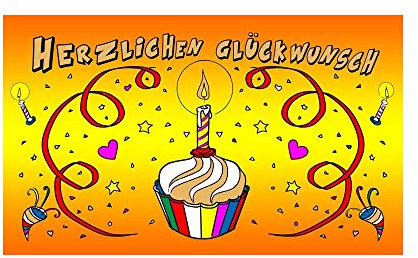 Herzlichen Glückwunsch Fahne (V17) - 90x150cm