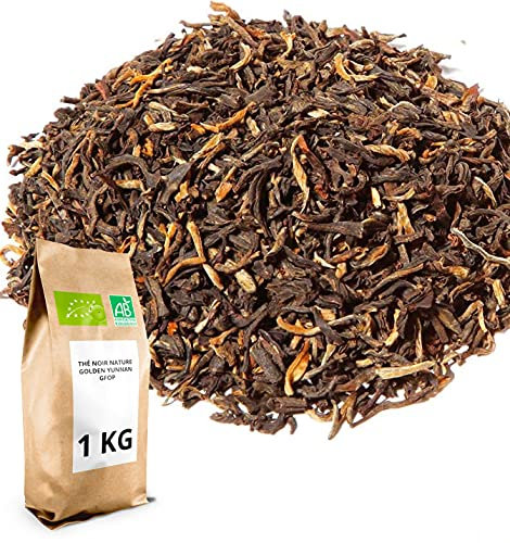 Thé noir Bio Golden yunnan gfop - 1kg (400 tasses) - Thé en vrac 100% Agriculture Biologique - Thés Direct
