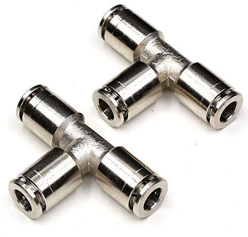 SONNA - Juego de 2 conectores de latón de 1/4 pulgadas de diámetro externo con 3 enchufes de aire para conectar a tuberías rápidas, 2 unidades