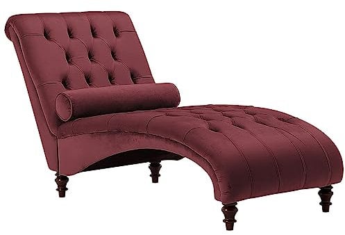 Beliani Moderne Chaiselongue in Burgunderrot Samtstoff Muret