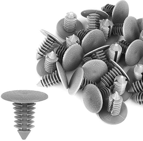 X AUTOHAUX 30 Stück Kunststoff-Bolzen-Clips Grau Für Fahrzeuge Befestigung | Für Stoßstange, Tür, Seitenschürze, Motorrad, Auto, Lkw, Wohnwagen, Länge 22mm, Kopfdurchmesser 20mm, Lochdurchmesser 9mm