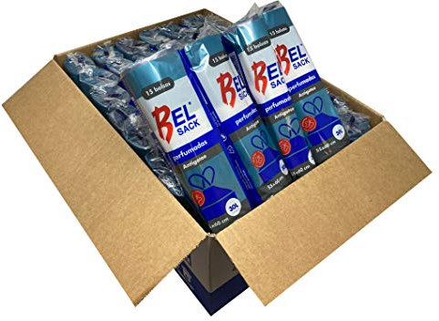 Plasbel - Bolsa de basura color azul, perfumado, 55x60 cm; 720 unidades por caja de 48 rollos