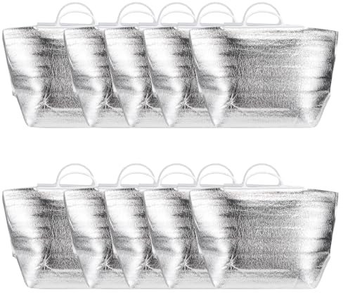 10Pcs Portable Aluminum Foil Insulation Bag for Food Storage Ideal for Camping Home and Restaurant Heat Preservation Tote with Generous Size 31X28X19Cm