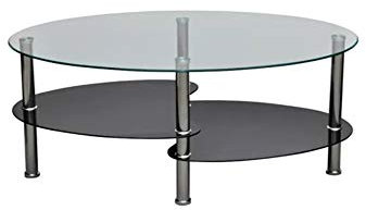 Pissente Mesa de Centro de Cristal Nórdica, Mesa de Café Negra de 3 Niveles para Salón, 90 x 45 x 43 cm