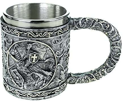 Vogler 816-268 Kreuzritter Krug mit Metalleinsatz Bier Krug Kelch Ritter