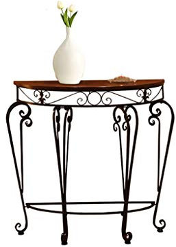 du hui Retro Nostalgie Halbkreisförmige Halle Wand Tabelle Accent Tabellen for kleine Räume, amerikanische Schmiedeeisen-Metalldekor Konsolentisch Beistelltisch (Farbe : Schwarz, Größe : 70cm)