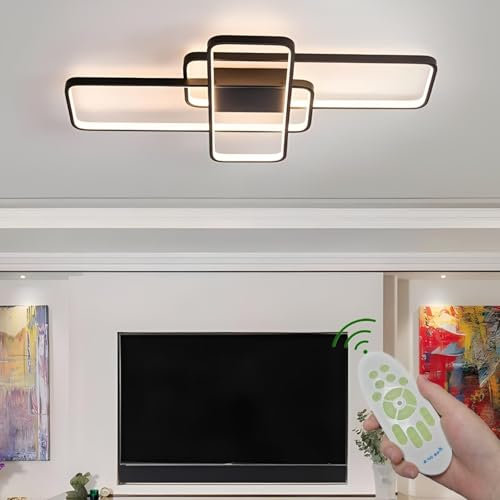Deevin Led Deckenleuchte Modern,Dimmbar Mit Fernbedienung 3 Rahmen Deckenleuchte,Mit Nachtlichtfunktion Deckenlampe FüR Wohnzimmer, Schlafzimmer KüChe Flur Balkon Esszimmer Deckenbeleuchtung