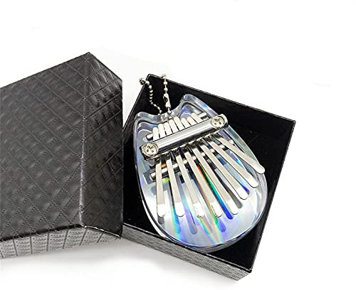 Ganasome Kalimba-Daumenklavier, 8 Tasten, Regenbogenfarben, transparenter Körper, niedlicher Kristall-Acryl, Kalimba, mit Hartschale, Geschenke für Kinder, Anfänger mit 8 Tasten, Katzenohren-Form