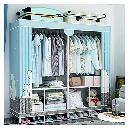 Liudan Kleiderschrank Kleiderspeicher Organizer Kleiderschrank Aufbewahrungskleiner Tragbare Schrank Organizer Tragbare Kleiderschrank Tragbare Kleiderschrank Blau Leicht zu montieren Faltschrank