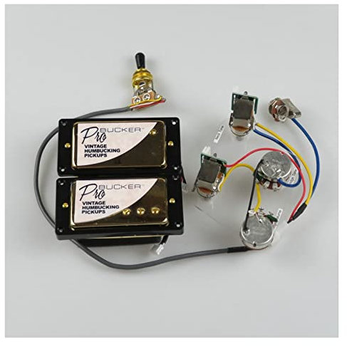 KESHUO Goldene E-Gitarren-Pickups Humbucker 5 Kabelbaum Push-Pull-Gitarren-Pickups Für Gibson Humbucker-Set (Color : Golden BK Frame)