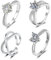 Aucuu 4PCS Kupfer-versilberter Ring Damen, einstellbare Ring Zirkonia ringe Damenring, Schmuck geschenk für Verlobung, Versprechen, Jahrestag