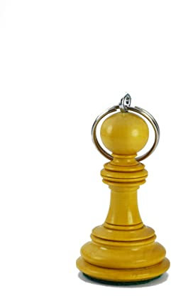 ROOGU Schlüsselanhänger echte Schachfigur Schnitz Indien XL Bauer Buchsbaum Holz Ring
