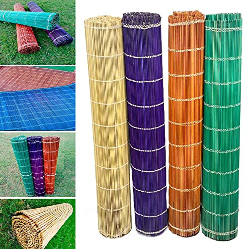 TradeZilla Natural Eco-Friendly Colorful Chain Thread Stitched Reed Bamboo Fence Screening| Fencing Privacy Panel Shield Garden |Wind/Sun Border Protection Outdoor (1x4M, Natural)