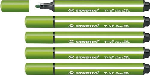 STABILO 5 x Dreikant-Fasermaler Trio Scribbi hellgrün
