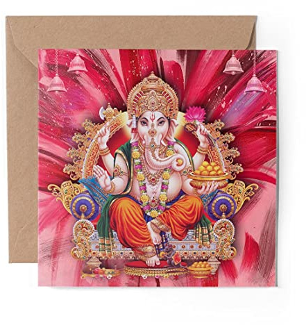 1 x Grußkarte (Fotoeinsatz) – Hindu-Lord Ganesha, indisches Indien – blanko Geburtstagsfeier, Jahrestag #21688