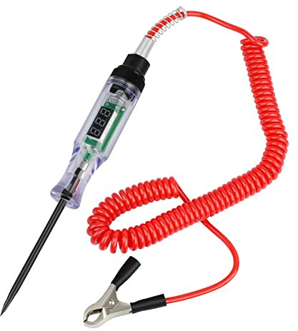 XASTRO Tester del Circuito del Cavo del Fusibile con display a LED, cavi a molla e clip a coccodrillo,DC 6V 12V 24V Tester di tensione con strumento penna Per testare i circuiti automobilistici