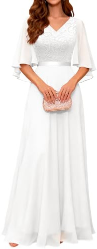 DRESSTELLS Ladies Vestido de Noche Largo Elegante para Boda Ball Gowns Ladies Vestido Largo Largo Elegante para Boda Blanco XL