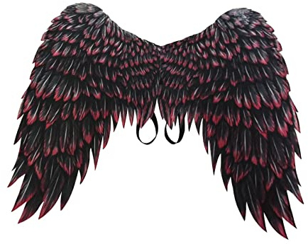 SGerste Accesorio grande para disfraz de alas de ángel para adultos, cosplay, fiesta temática, carnaval, suministros de Mardi Gras, negro y rojo (negro rojo)
