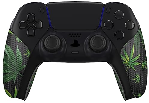 eXtremeRate PlayVital Pegatina Antideslizante para ps5 Mando | Textura de Panal, Mejor Agarre, Apoyo para la Palma, Sin Residuos, Instalación Fácil, Hierbas Verdes