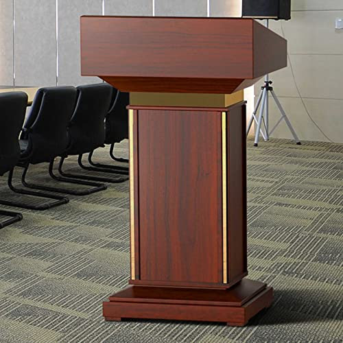 Rednerpult-Podiumsständer, verdickter Podiumsständer aus Holz für Kirchen, Empfangstheke mit geräumiger Schublade für Büro, Hotels, Schule, Seminare, Hochzeiten (rot) (rot)