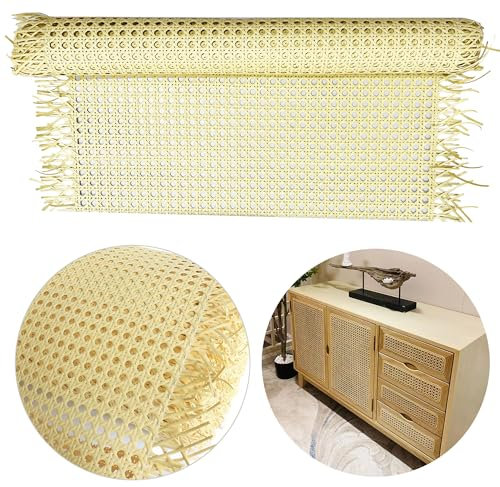 Allazone Rollo de Mimbre Natural, Correas de Caña Natural Cane Webbing Rattan para Proyectos de Caning Anís Estrellado Ratán Rollo para Manualidades Gabinete Silla Muebles (45cm*1m)