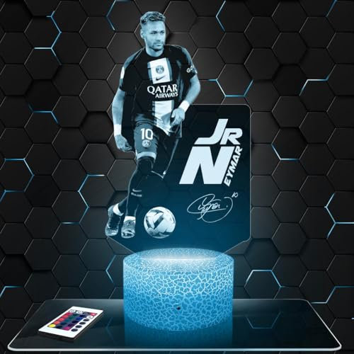 Nachttischlampe - Touch-Nachtlicht JR Neymar 2022 3D-LED-Lampe Illusion, Geschenkidee Weihnachten Geburtstag Junge und Mädchen Nachttischlampe Kinder- oder Erwachsenenzimmer TOP
